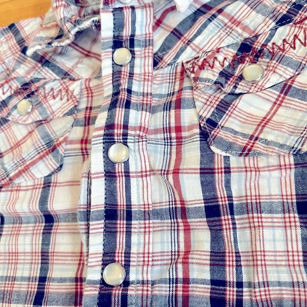 Gymboree baby plaid snap up short sleeve 3-6 months